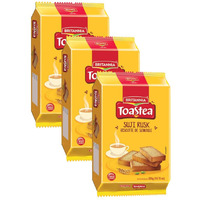 Britannia Toastea Suji Rusk 10.75oz (305g) - Biscotte De Semoule - Crispy Tea Time Snack - Crispy Crunchy Toast - Halal and Suitable for Vegetarians (Pack of 3)