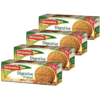 BRITANNIA Digestive Original Biscuits 14.11oz (400g) - Whole Wheat Flavor Cookies - Breakfast & Tea Time Healthy Snacks - Suitable for Vegetarians (Pack of 4)