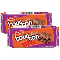 BRITANNIA Bourbon the Original - Choco Creme Biscuits 6.91oz (196g) - Smooth Chocolate Cream Biscuits for Breakfast & Snacks - Topped with Sugar Crystals (Pack of 2)