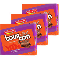 BRITANNIA Bourbon the Original - Choco Creme Biscuits 27.51oz (780g) - Smooth Chocolate Cream Biscuits for Breakfast & Snacks - Topped with Sugar Crystals (Pack of 3)