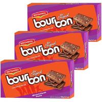 Britannia Bourbon the Original - Choco Creme Biscuits 13.7oz (390g) - Smooth Chocolate Cream Biscuits for Breakfast & Snacks - Topped with Sugar Crystals (Pack of 3)