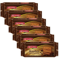 BRITANNIA Bourbon the Original - Cappuccino Creme Biscuits 3.52oz (100g) - Smooth Chocolate Cream Biscuits for Breakfast & Snacks - Topped with Sugar Crystals (Pack of 6)