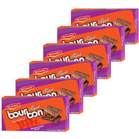 BRITANNIA Bourbon the Original - Choco Creme Biscuits 13.7oz (390g) - Smooth Chocolate Cream Biscuits for Breakfast & Snacks - Topped with Sugar Crystals (Pack of 6)