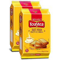 BRITANNIA Toastea Suji Rusk 10.75oz (305g) - Biscotte De Semoule - Crispy Tea Time Snack - Crispy Crunchy Toast - Halal and Suitable for Vegetarians (Pack of 2)