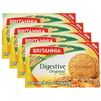 BRITANNIA Digestive Original Biscuits 7.93oz (225g) - Whole Wheat Flavor Cookies - Breakfast & Tea Time Healthy Snacks - Suitable for Vegetarians (Pack of 4)