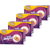 Britannia Treat Naughty Jim Jam Sandwich Biscuits 17.62oz (500g) - Breakfast & Tea Time Snacks - Delicious Grocery Cookies - Suitable for Vegetarians (Pack of 4)