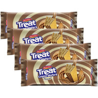 BRITANNIA Treat Wafer Hazelnut 5.29oz (150g) - Breakfast & Tea Time Snacks - Crunchy, Healthy and Delicious - Halal and Suitable for Vegetarians (Pack of 4)