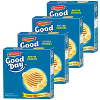 BRITANNIA Good Day Butter Cookies Family Pack 21.2oz (600g) - Breakfast & Tea Time Snacks - Delicious Grocery Cookies - Halal and Suitable for Vegetarians (Pack of 4)