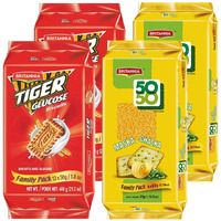 BRITANNIA Crackers 50 50 Maska Chaska Biscuit 13.12oz (372g) & Tiger Glucose Biscuits Family Pack 21.2oz (600g) - 2 Each (Pack of 4)