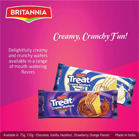 Britannia Treat Choco Creame Wafers 5.29oz (150g) - Breakfast & Tea Time Snacks - Crunchy, Healthy and Delicious - Suitable for Vegetarians (Pack of 8)