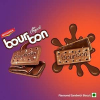 BRITANNIA Bourbon the Original - Choco Creme Biscuits 13.7oz (390g) - Smooth Chocolate Cream Biscuits for Breakfast & Snacks - Topped with Sugar Crystals (Pack of 4)