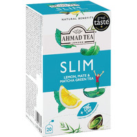 Ahmad Tea Green Tea, Lemon, Mate, & Matcha 'slim' Natural Benefits Teabags, 20 ct (Pack of 6) - Caffeinated & Sugar-Free
