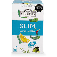 Ahmad Tea Green Tea, Lemon, Mate, & Matcha 'slim' Natural Benefits Teabags, 20 ct (Pack of 6) - Caffeinated & Sugar-Free