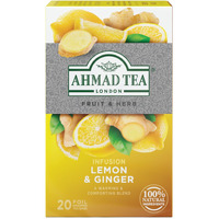 Ahmad Tea Sachet Infusion Foil-Enveloped Teabags, Lemon and Ginger, 20 Count (Pack of 6)