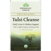 Organic India Tulsi Cleanse Herbal Tea - Holy Basil, Stress Relieving & Detoxifying, Immune Support, Adaptogen, Vegan, USDA Certified Organic, Non-GMO, Caffeine-Free - 18 Infusion Bags, 6 Pack