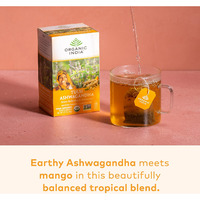 Organic India Tulsi Ashwagandha Herbal Tea - Holy Basil, Stress Relieving & Balancing, Immune Support, Adaptogen, Vegan, USDA Certified Organic, Caffeine-Free - 18 Infusion Bags, 6 Pack