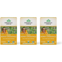 Organic India Tulsi Honey Chamomile Herbal Tea - Holy Basil, Stress Relieving & Calming, Immune Support, Adaptogen, Vegan, USDA Certified Organic, Caffeine-Free - 18 Infusion Bags, 3 Pack