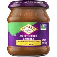 Patak's Sweet Mango Chutney - 12 Oz (Pack of 3)  With Mild Mangos, and Spices, No Artificial Flavors or Colors, Gluten Free, Vegetarian Friendly