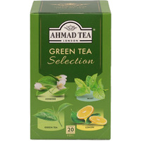 Ahmad Tea Green Tea, Green Tea Selection, Lemon Green Tea, Jasmine Green Tea, Mint Green Tea, & Green Tea Teabags, 20 ct (Pack of 1) - Caffeinated & Sugar-Free