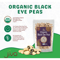 Jiva Organics Organic Black Eye Peas 2 Pound Bag - Cowpeas, Non-GMO, Natural