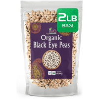 Jiva Organics Organic Black Eye Peas 2 Pound Bag - Cowpeas, Non-GMO, Natural