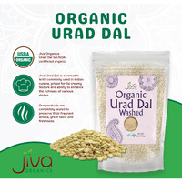 Jiva USDA Organics Urad Dal (Split Matpe Beans) 2 Pound - NEW Packaging!