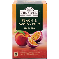 Ahmad Tea Black Tea, Peach & Passion Fruit Teabags, 20 ct (Pack of 1) - Caffeinated & Sugar-Free