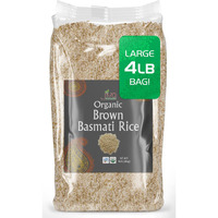 Jiva Organic Brown Basmati Rice 4 Pound Bag - Premium Quality from India