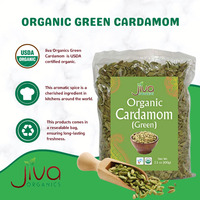 Jiva Organic Green Cardamom Pods Whole - Non-GMO, Premium Quality, Jumbo Size - 3.5 Ounce Bag