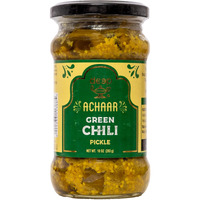 Deep Authentic Indian Spice Mix Blend Green Chilli Pickle - 10 Oz | Ready to Use Rich Aroma and Taste of Achar | Mango, Fenugreek, Mustard, Asafoetida | Vegetarian | No Artificial Colours