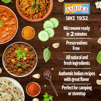 Ashoka Ready to Eat Indian Meals Since 1930, 100% Vegetarian Navratan Korma, All-Natural Traditionally Cooked Indian Food, Plant-Based, Gluten-Free and with No Preservatives, 10 Ounce (Pack of 5)