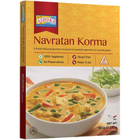 Ashoka Ready to Eat Indian Meals Since 1930, 100% Vegetarian Navratan Korma, All-Natural Traditionally Cooked Indian Food, Plant-Based, Gluten-Free and with No Preservatives, 10 Ounce