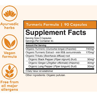 Organic India, Turmeric Formula, Joint Mobility & Support, 90 Vegetarian Caps, Pack of 2