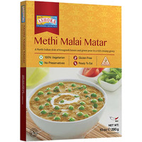 Ashoka All-Natural Meals 1932, Vegetarian Fenugreek Leaves & Green Peas, Ready to Eat Authentic Indian Meals, Methi Malai Matar, On the Go Meals, Healthy Work Lunch with No Preservatives, Pack of 1