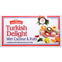 Hacizade Turkish Delight With Mixed Fruit Coconut Covered 454gr, (1 pound)