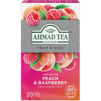 Ahmad Tea Infusions, Peach and Raspberry Teabags, 20 ct (Pack of 1) - Decaffeinated & Sugar-Free