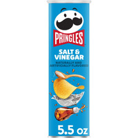 Pringles Potato Crisps Chips, Lunch Snacks, On-The-Go Snacks, Salt and Vinegar, 5.5oz Can (1 Can)