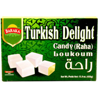 Baraka Turkish Delight Raha Candy Bites | Plain Original Handmade Lebanese Candy Squares Coated with Powdered Sugar Icing | Gluten-Free, Glucose-Free, Dairy-Free, Vegan, No Nuts (15.8 oz)