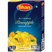 Shan Jelly Crystals Pineapple 2.8 oz (80g) - Cristaux De Gelee a l'ananas - Quick and Easy Jello - Suitable for Vegetarians - Airtight Bag in a Box (Pack of 24)