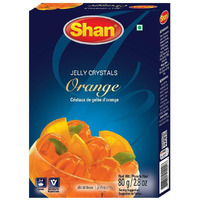 Shan Jelly Crystals Orange 2.8 oz (80g) - Cristaux De Gelee dOrange - Quick and Easy Jello - Suitable for Vegetarians - Airtight Bag in a Box (Pack of 24)