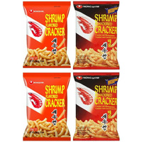 Nongshim Shrimp Crackers Set (Original Flavor + Spicy Flavor) 4 pack