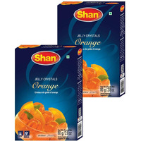 Shan Jelly Crystals Orange 2.82 oz (80g) - Cristaux De Gelee dOrange - Quick and Easy Jello - Suitable for Vegetarians - Airtight Bag in a Box (Pack of 2)