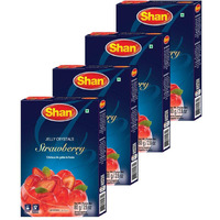 Shan Jelly Crystals Strawberry 2.82 oz (80g) - Cristaux De Gelee la Fraise - Quick and Easy Jello - Suitable for Vegetarians - Airtight Bag in a Box (Pack of 4)