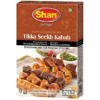 Shan Tikka Seekh Kabab Recipe and Seasoning Mix 1.76 oz (50g) - Spice Powder for Pakistani Style BBQ - Suitable for Vegetarians - Airtight Bag in a Box (Pack of 24)