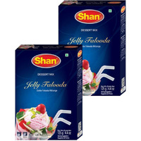 Shan Jelly Falooda Dessert Mix 4.41 oz (125g) - Powder for Ice Cream, Dry Fruit, Jelly and Noodles Milk Shake - Suitable for Vegetarians - Airtight Bag in a Box (Pack of 2)