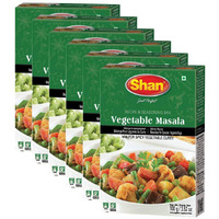 Shan Vegetable Masala Recipe and Seasoning Mix 3.52 oz (100g) - Spice Powder for Spicy Vegetable Curry - Suitable for Vegetarians - Airtight Bag in a Box (Pack of 6)