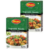 Shan Vegetable Masala Recipe and Seasoning Mix 3.52 oz (100g) - Spice Powder for Spicy Vegetable Curry - Suitable for Vegetarians - Airtight Bag in a Box (Pack of 2)