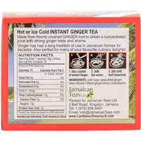 Caribbean Dreams Instant Ginger Tea, 100% Natural from Jamaica, Strong Taste and Aroma, 10 Sachets
