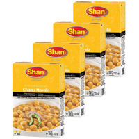 Shan Chana Masala Recipe and Seasoning Mix 3.52 oz (100g) - Spice Powder for Punjabi Style Mild Chickpeas Curry - Suitable for Vegetarians - Airtight Bag in a Box (Pack of 4)