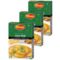 Shan Aaloo Bhaji Recipe and Seasoning Mix 1.76 oz (50g) - Spice Powder for Traditional Spicy Potatoes Curry - Suitable for Vegetarians - Airtight Bag in a Box (Pack of 3)